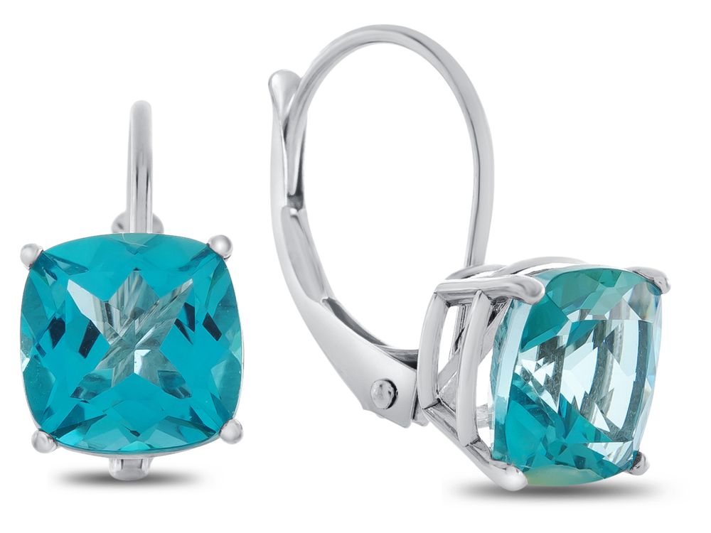 FJC Finejewelers 7x7mm Cushion-Cut Coated Paraiba Topaz Lever-back Drop Earrings