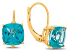 FJC Finejewelers 7x7mm Cushion-Cut Coated Paraiba Topaz Lever-back Drop Earrings
