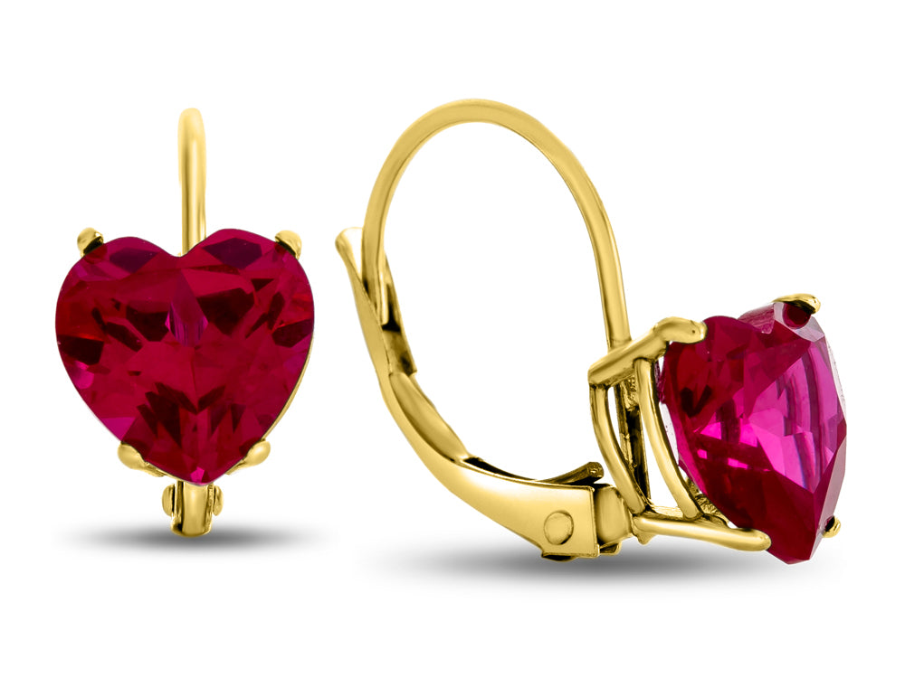 FJC Finejewelers 7x7mm Heart Shaped Created Ruby Lever-back Drop Earrings