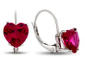 FJC Finejewelers 7x7mm Heart Shaped Created Ruby Lever-back Drop Earrings