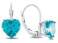 FJC Finejewelers 7x7mm Heart Shaped Coated Paraiba Topaz Lever-back Drop Earrings