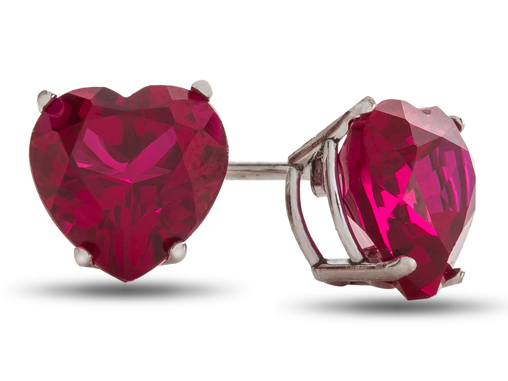 FJC Finejewelers 6x6mm Heart Shaped Created Ruby Post-With-Friction-Back Stud Earrings