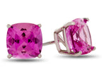 FJC Finejewelers 6x6mm Cushion-Cut Created Pink Sapphire Post-With-Friction-Back Stud Earrings