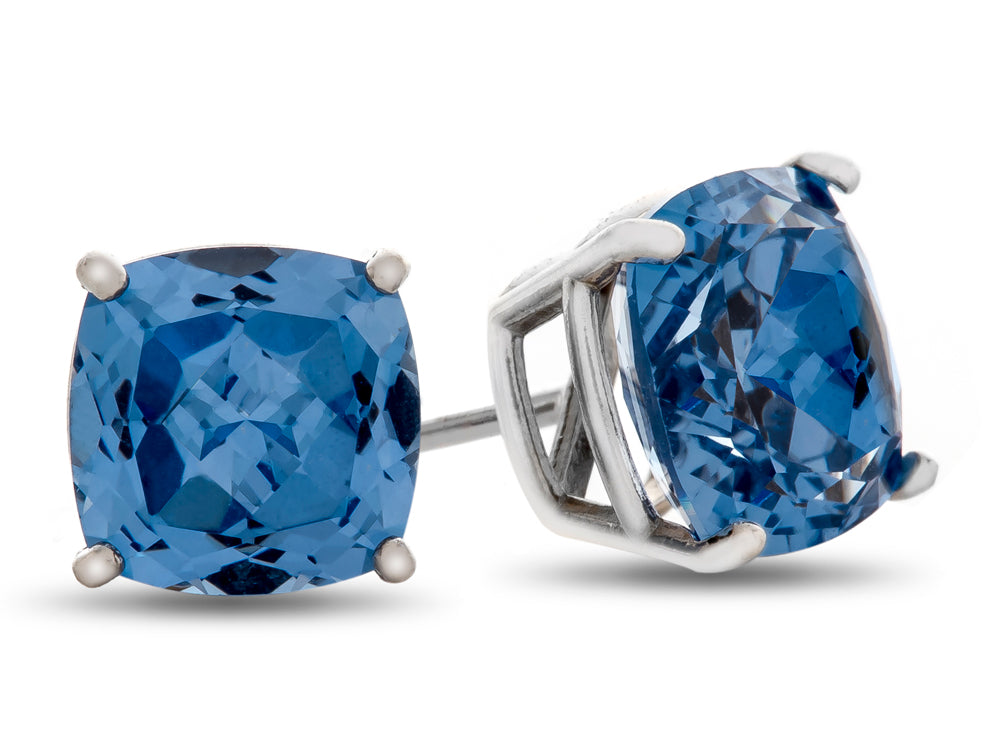 FJC Finejewelers 6x6mm Cushion-Cut Simulated Aquamarine Post-With-Friction-Back Stud Earrings
