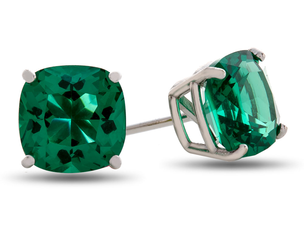 FJC Finejewelers 6x6mm Cushion-Cut Simulated Emerald Post-With-Friction-Back Stud Earrings