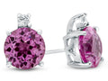 FJC Finejewelers 10k White Gold 7mm Round Created Pink Sapphire with White Topaz Earrings