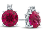 FJC Finejewelers 10k White Gold 7mm Round Created Ruby with White Topaz Earrings