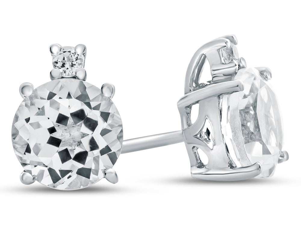 FJC Finejewelers 10k White Gold 7mm Round White Topaz Earrings