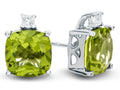 FJC Finejewelers 10k White Gold 7mm Cushion-Cut Peridot with White Topaz Earrings