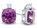 FJC Finejewelers 10k White Gold 7mm Cushion-Cut Simulated Alexandrite with White Topaz Earrings