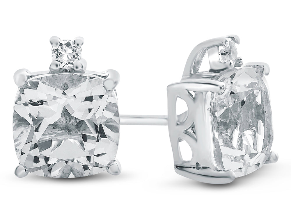 FJC Finejewelers 10k White Gold 7mm Cushion-Cut White Topaz Earrings