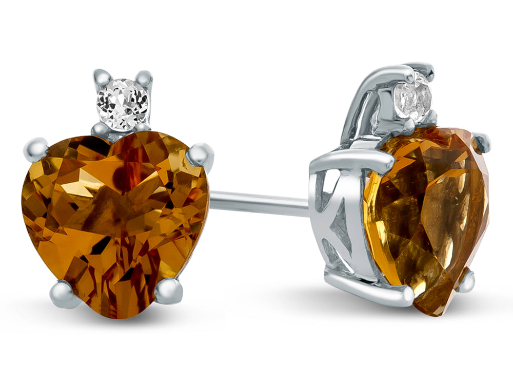 FJC Finejewelers 10k White Gold 7mm Heart Shaped Citrine with White Topaz Earrings