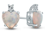 FJC Finejewelers 10k White Gold 7mm Heart Shaped Created Opal with White Topaz Earrings