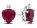 FJC Finejewelers 10k White Gold 7mm Heart Shaped Created Ruby with White Topaz Earrings
