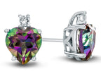 FJC Finejewelers 10k White Gold 7mm Heart Shaped Mystic Topaz with White Topaz Earrings