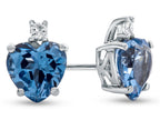 FJC Finejewelers 10k White Gold 7mm Heart Shaped Simulated Aquamarine with White Topaz Earrings