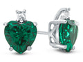FJC Finejewelers 10k White Gold 7mm Heart Shaped Simulated Emerald with White Topaz Earrings