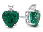 FJC Finejewelers 10k White Gold 7mm Heart Shaped Simulated Emerald with White Topaz Earrings