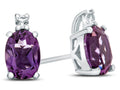 FJC Finejewelers 10k White Gold 7x5mm Oval Amethyst with White Topaz Earrings