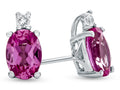 FJC Finejewelers 10k White Gold 7x5mm Oval Created Pink Sapphire with White Topaz Earrings