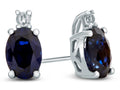 FJC Finejewelers 10k White Gold 7x5mm Oval Created Blue Sapphire with White Topaz Earrings