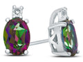 FJC Finejewelers 10k White Gold 7x5mm Oval Mystic Topaz with White Topaz Earrings