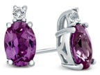 FJC Finejewelers 10k White Gold 7x5mm Oval Simulated Alexandrite with White Topaz Earrings