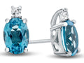 FJC Finejewelers 10k White Gold 7x5mm Oval Swiss Blue Topaz with White Topaz Earrings