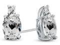 FJC Finejewelers 10k White Gold 7x5mm Oval White Topaz Earrings