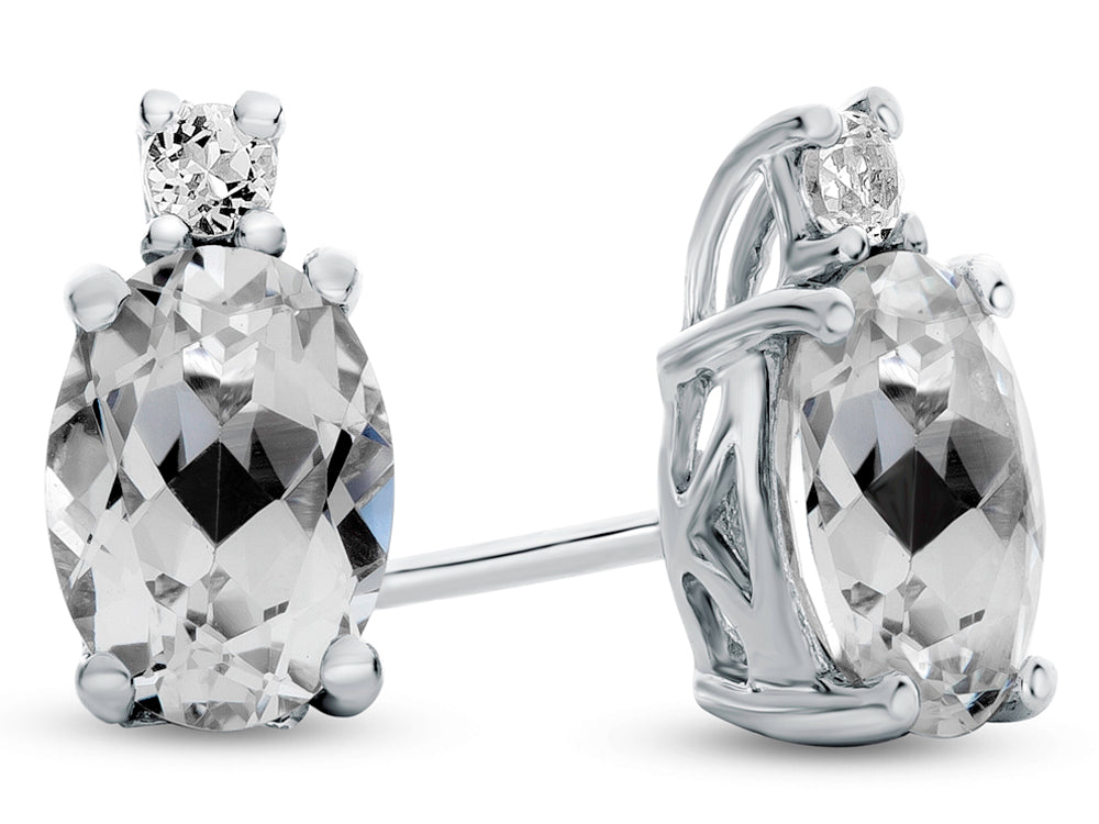 FJC Finejewelers 10k White Gold 7x5mm Oval White Topaz Earrings