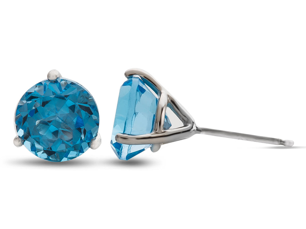 FJC Finejewelers 10k White Gold 3-Pronged Martini 7mm Round Swiss Blue Topaz Stud Earrings