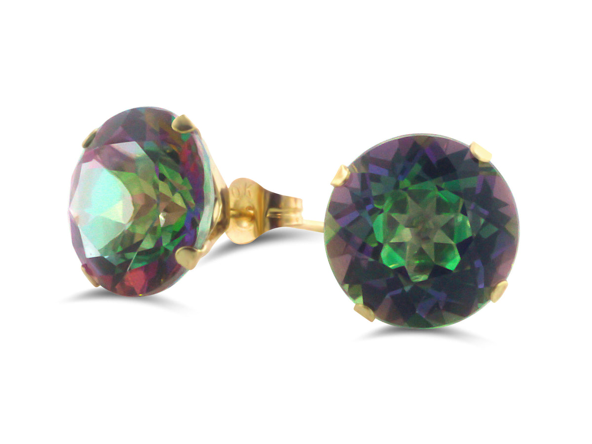 FJC Finejewelers 10k Yellow Gold 8.00 cttw 10mm Round Mystic Topaz Stud Earrings