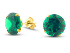 FJC Finejewelers 10k Yellow Gold 10mm Round Simulated Emerald Stud Earrings