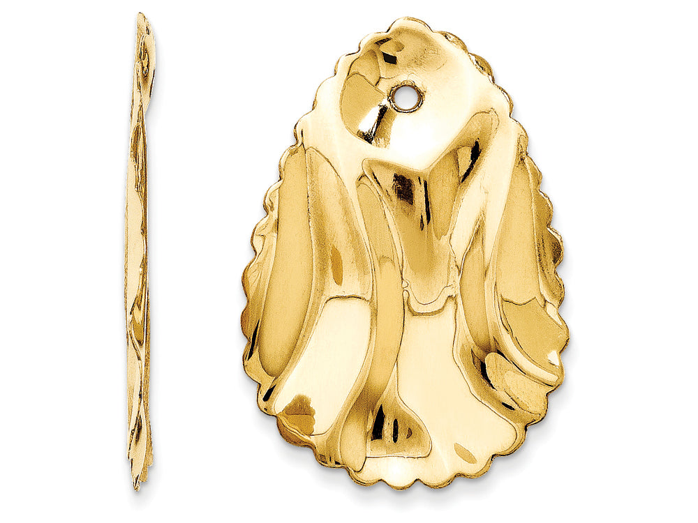 FJC Finejewelers 14k Yellow Gold Polished Hammered Oval Earring Jackets