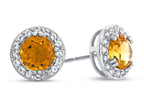FJC Finejewelers 10k White Gold 6mm Round Citrine with White Topaz accent stones Halo Earrings