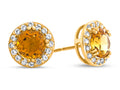 FJC Finejewelers 14k Yellow Gold 6mm Round Citrine with White Topaz accent stones Halo Earrings