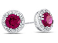 FJC Finejewelers 14k White Gold 6mm Round Created Ruby with White Topaz accent stones Halo Earrings