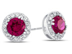 FJC Finejewelers 14k White Gold 6mm Round Created Ruby with White Topaz accent stones Halo Earrings