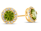 FJC Finejewelers 10k Yellow Gold 6mm Round Peridot with White Topaz accent stones Halo Earrings