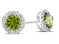 FJC Finejewelers 14k White Gold 6mm Round Peridot with White Topaz accent stones Halo Earrings