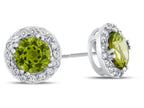 FJC Finejewelers 14k White Gold 6mm Round Peridot with White Topaz accent stones Halo Earrings