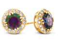 FJC Finejewelers 10k Yellow Gold 6mm Round Mystic Topaz with White Topaz accent stones Halo Earrings