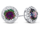 FJC Finejewelers 14k White Gold 6mm Round Mystic Topaz with White Topaz accent stones Halo Earrings