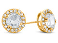 FJC Finejewelers 10k Yellow Gold 6mm Round White Topaz with White Topaz accent stones Halo Earrings