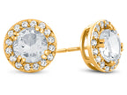 FJC Finejewelers 10k Yellow Gold 6mm Round White Topaz with White Topaz accent stones Halo Earrings