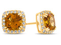 FJC Finejewelers 10k Yellow Gold 6mm Cushion-Cut Citrine with White Topaz accent stones Halo Earrings