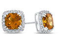 FJC Finejewelers 14k White Gold 6mm Cushion-Cut Citrine with White Topaz accent stones Halo Earrings