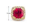 FJC Finejewelers 10k Yellow Gold 6mm Cushion-Cut Created Ruby with White Topaz accent stones Halo Earrings