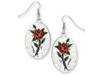 Ed Hardy Oval Rose Painted Earrings