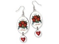 Ed Hardy Oval Dangling Heart Painted Earrings